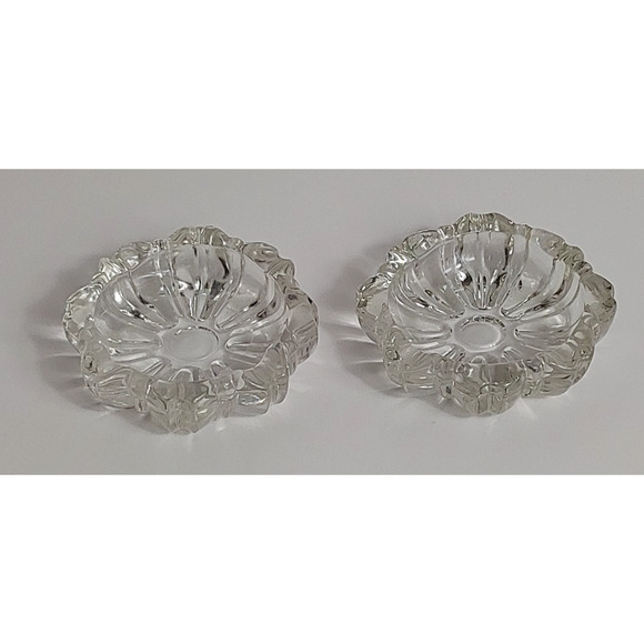 2 Vintage Mid Century Modern Clear Glass Ashtray 3" Diameter - Picture 1 of 5